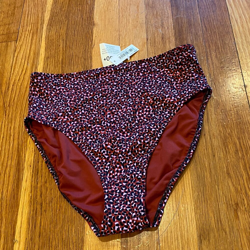 Amazon Essentials High Waist Red Leopard Bikini Bottom NWT Size M